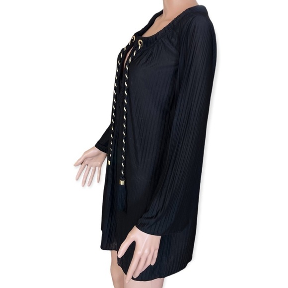 DIANE VON FURSTENBERG Pullover Swimsuit Cover Braided Tassle Gold Black Size P/S - Picture 5 of 7